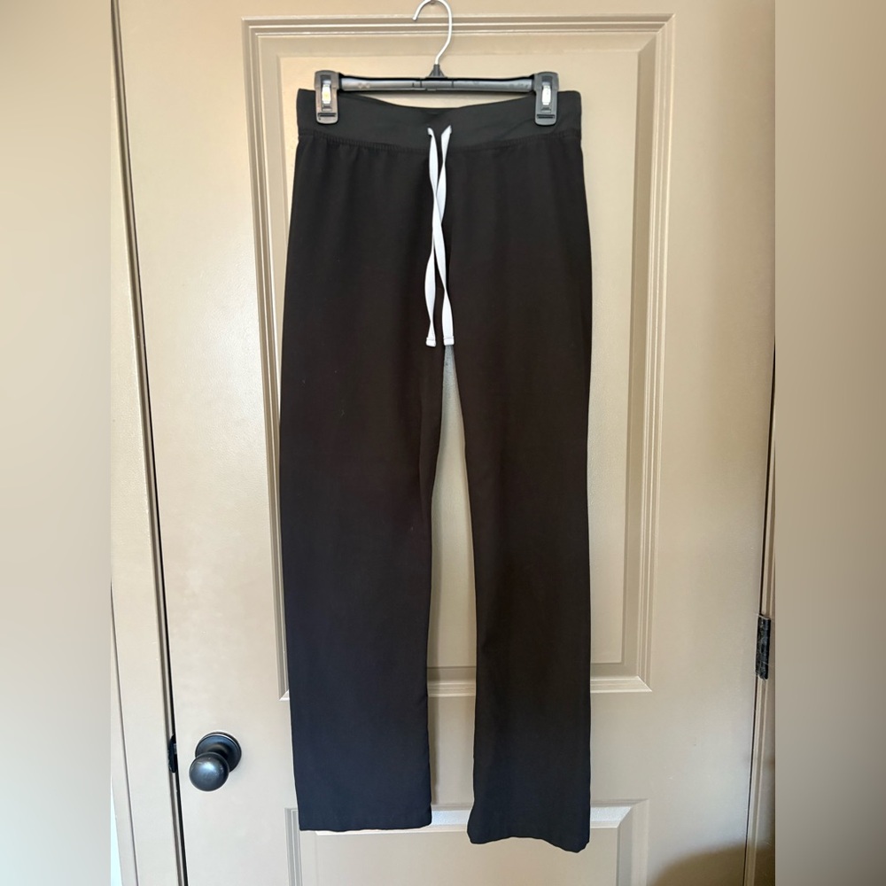 Figs Black Drawstring Scrub Pants with White Tie